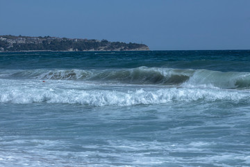 The beauty of the stormy Black Sea. View from the beach. Obzor resort, Bulgaria