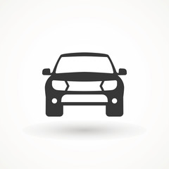 Obraz premium Car vector icon. Isolated simple view front logo illustration. Sign symbol. Auto style car logo design with concept sports vehicle icon silhouette
