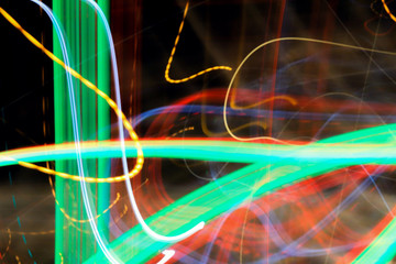 abstract background, dynamic, flow, network, space, discharge, lighting, garland, purple, green, night, Black, rotation, light, fractal, aspiration, luminous lines, cyberspace, cosmic, close-up