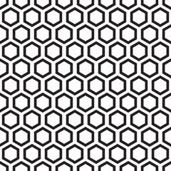 Fototapete Schwarz Weiß geometrisch modern nahtloses Schwarzweiss-Muster mit Hexagon