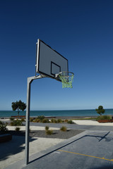 basket ball net against a blue sky