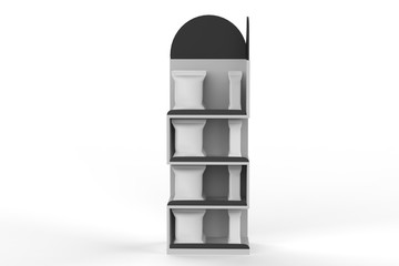 Display stand, retail display stand for product , display stands isolated on white background. 3d illustration