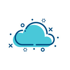 Flat outline cloud icon isolated on white background. Data computing symbol. Modern decorated sign for Web, Mobile, apps. Vector illustration