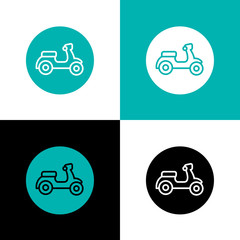 Motorcycle scooter logo, circle icon design, transportation concept - Vector