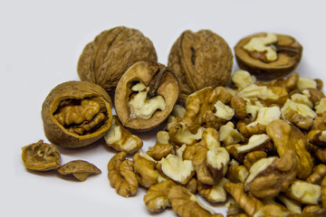 walnuts on a white background