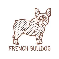 Isolated French Bulldog in Hand Drawn Doodle Style