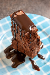 Homemade dark chocolate fudge brownies cake