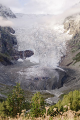 Mountain landscape. Mount Tetnuldi and glacier Lardaad. Ushguli, Svaneti, Georgia