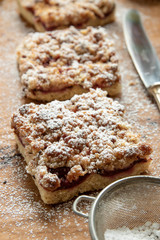 Homemade plum pie with crumble