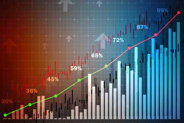 2d rendering Stock market online business concept. business Graph 