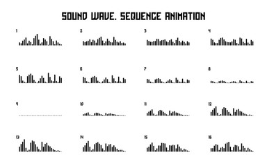 Sound wave sequence animation. Looped sprite for you motion design. Vector Illustration. EPS 10