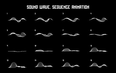 Sound wave sequence animation. Looped sprite for you motion design. Vector Illustration. EPS 10