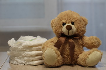 soft, plush, brown bear on a light background