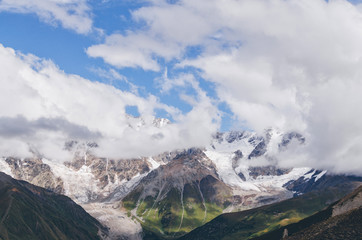 Fototapeta premium Svaneti range and latpari pass, Ushguli, Svaneti region of Georgia