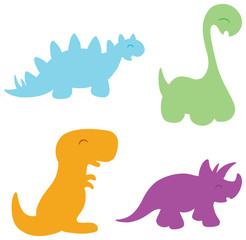 Cute Cartoon Dinosaur Illustration Vectors