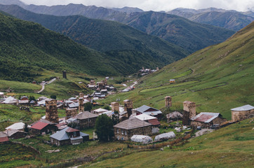 Fototapeta na wymiar Community Ushguli, Svanetia, Georgia, Main Caucasian Ridge.