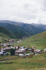Fototapeta na wymiar Community Ushguli, Svanetia, Georgia, Main Caucasian Ridge.