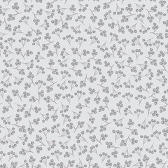 Vector grey pastel berries seamless pattern print background.