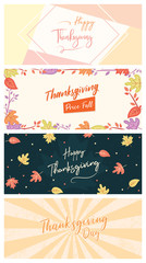 Naklejka premium Thanksgiving Cover Flyer Banner poster template vector illustration Autumn holiday greeting card set pack