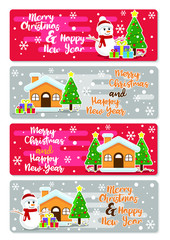 stock vector set of cute christmas banner. christmas poster, greeting cards, header, website. vector illustration background