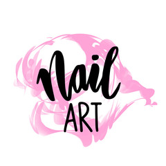 Nail art hand drawn logo design template.
