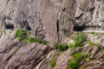 Old tunnel in norwegian rocks mountain
