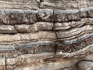 Multicoloured striped rocks in Agios Pavlos Crete, Greece