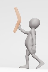 3D Render of Character with Boomerang