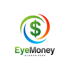 Money Eye Logo Design Vector concept. Eye Money Logo Template. Icon Symbol. Illustration
