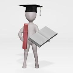 Realistic 3d Render of Character Graduating