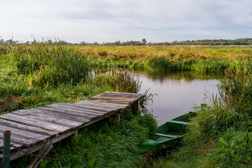 Narwiański Park Narodowy, Rzeka Narew, Łodzie pychówki, Uhowo, Podlasie, Polska © podlaski49