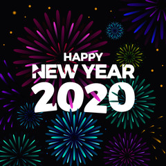 Happy New Year 2020 Firework Gradient Vector Template