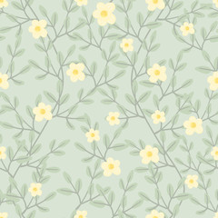 cute pastel green vine blossom seamless pattern eps10 vectors illustration