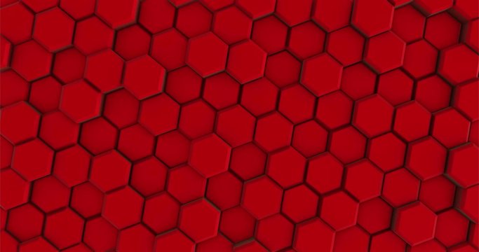 Red Background of Hexagons Moves in a Circle
