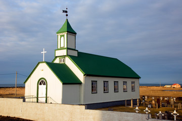 Naklejka premium Community Church in the Sunday Morning in Iceland