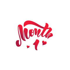 1 month - vector illustration with a baby age marker. Lettering. Photo label, newborn photo album. Childrens photos, child metric, posters invitations, cake decorating