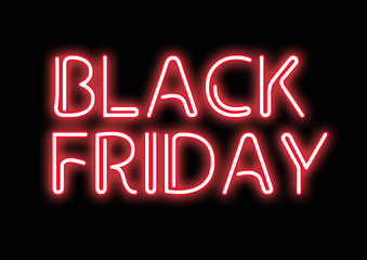Neon sign with red glow for Black Friday sale
