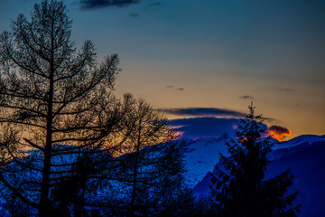 Fototapeta na wymiar Sunset at the swiss alps