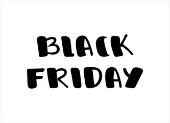 Vector illustration - Black friday. White outline on a black background. Sell-out. Drawn art sign. For banner, logotype, flyer, brochure, invitation, announcement and sale