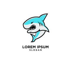 blue shark fish predator logo icon design vector illustration