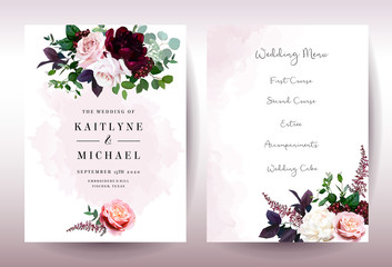 Luxury fall flowers wedding vector bouquet cards