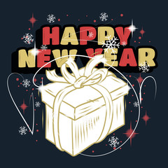 Merry Christmas And Happy New Year Vector Design Gift Box Illustration.