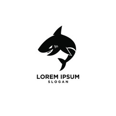 Obraz premium black shark fish predator logo icon design vector illustration