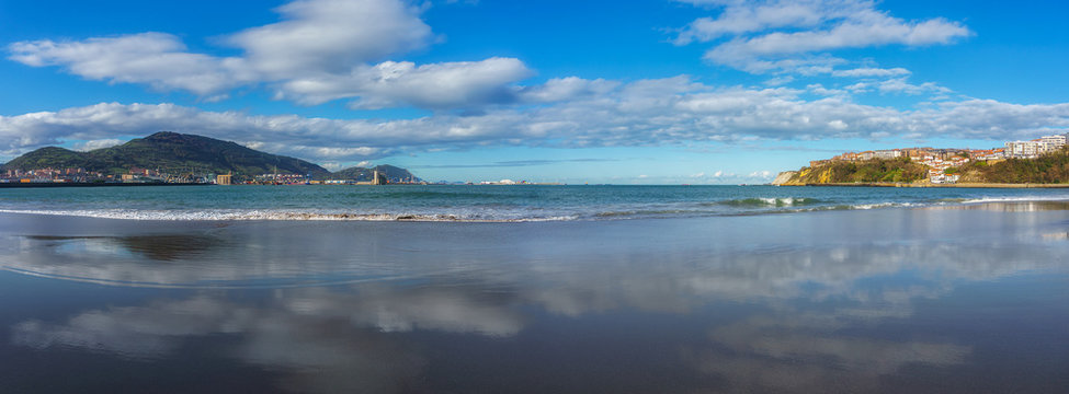 Panorama of El Abra from Ereaga beach in Getxo