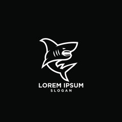 Obraz premium shark outline fish predator logo icon design vector illustration