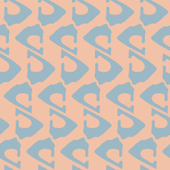 Abstract soft blue geometric design made with tribal triangles. Loose wicker weave effect. Seamless vector pattern on pink background. Great for wellness, fabric, packaging, stationery, texture
