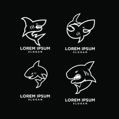 Fototapeta na wymiar set of outline shark fish predator logo icon design vector illustration