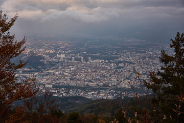 Grenoble seen from Vercors Regional Natural Park. France