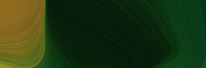 banner modern soft curvy waves background design with very dark green, brown and dark olive green color