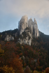 Autumn at the Via Corda des Trois Pucelles peak, in Vercors Regional Natural Park. France